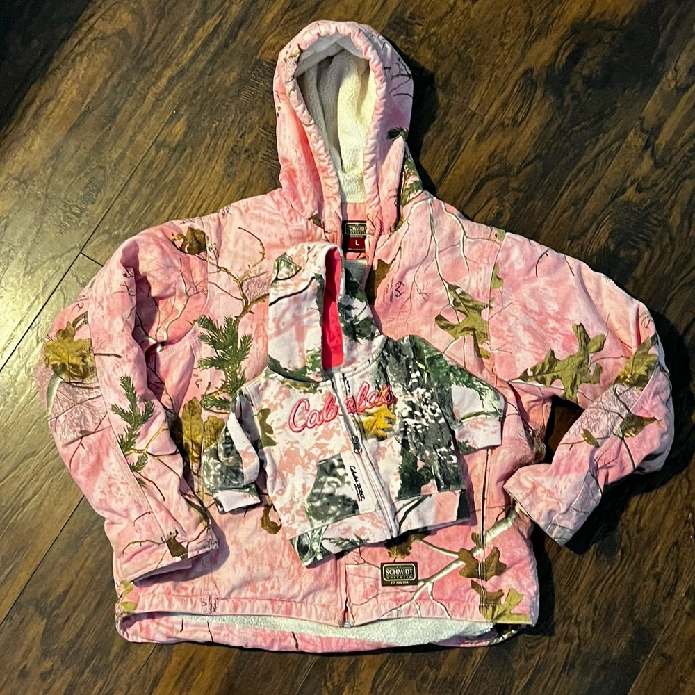 "Mommy & Me" Schmidt & Cabelas Pink Camo Zip Up Jackets, Size Large & 0-3 Months